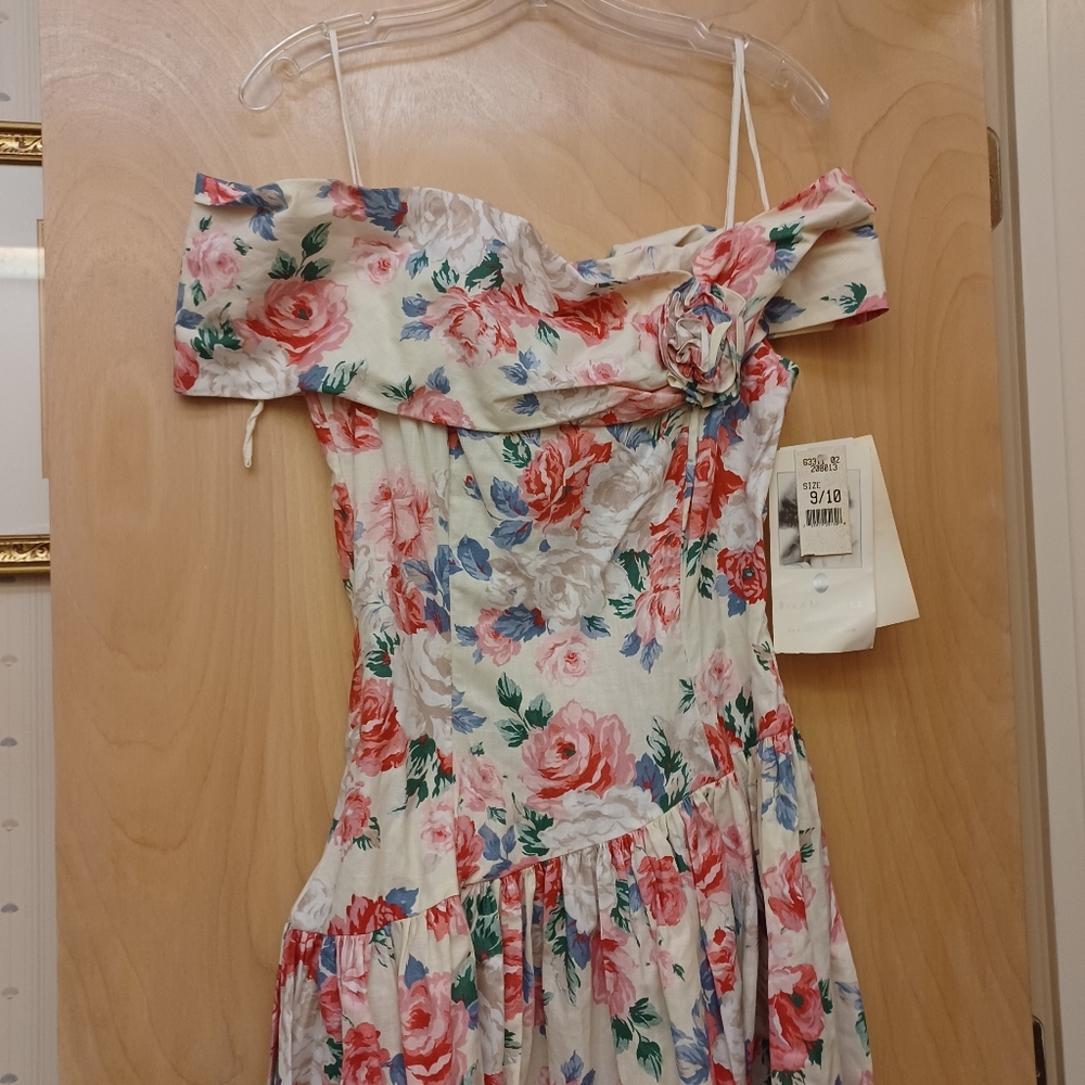 Gunne Sax Vintage White Floral Prairie Dress New with Tags Sz 10 - Picture 1 of 6